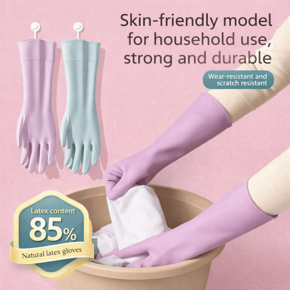 Latex Dish Washing Gloves with - Dish Glove Rubber ulasan dan harga