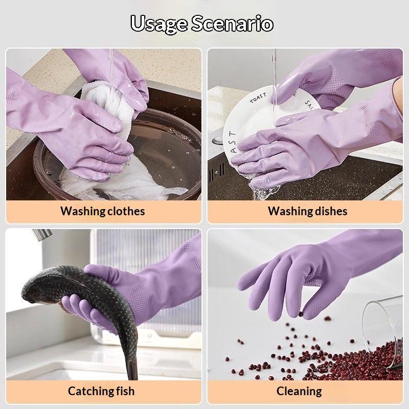 1Pair Latex Dish Washing Glove - Dish Glove Rubber ulasan dan harga