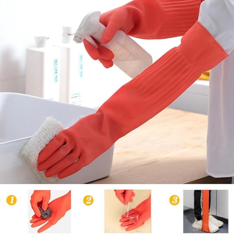 45CM Extra-Long Rubber Cleanin - Dish Glove Rubber ulasan dan harga