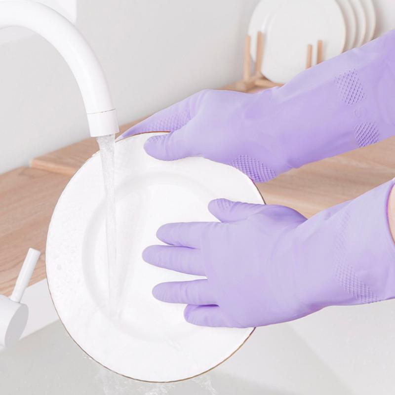 1Pair Latex Household Cleaning - Dish Glove Rubber ulasan dan harga