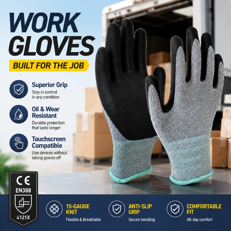 15 Needle Polyester Nitrile Co - Nitrile Mechanic Glove ulasan dan harga